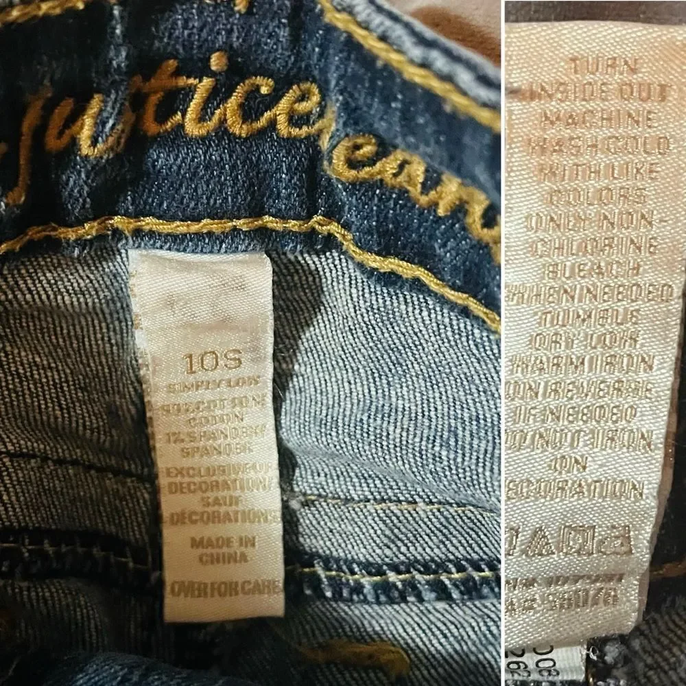 Justice Blue Denim Shorts Bermuda Cuff Hem Five Pocket Design Jean Short 10 Slim